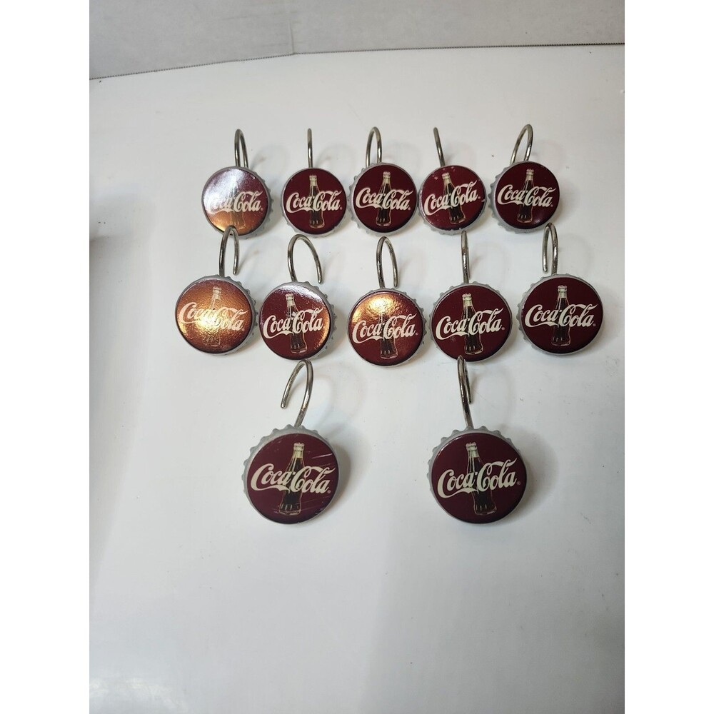 Set of 12 Vintage Coca Cola  Bottle Cap Metal Shower Curtain Hooks